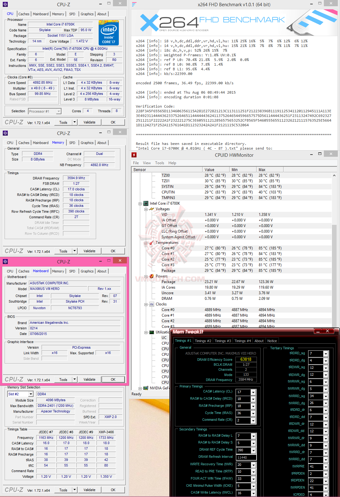 x264 x264 ASUS ROG MAXIMUS VIII HERO Z170 Motherboard with Intel Core i7 6700K SKYLAKE