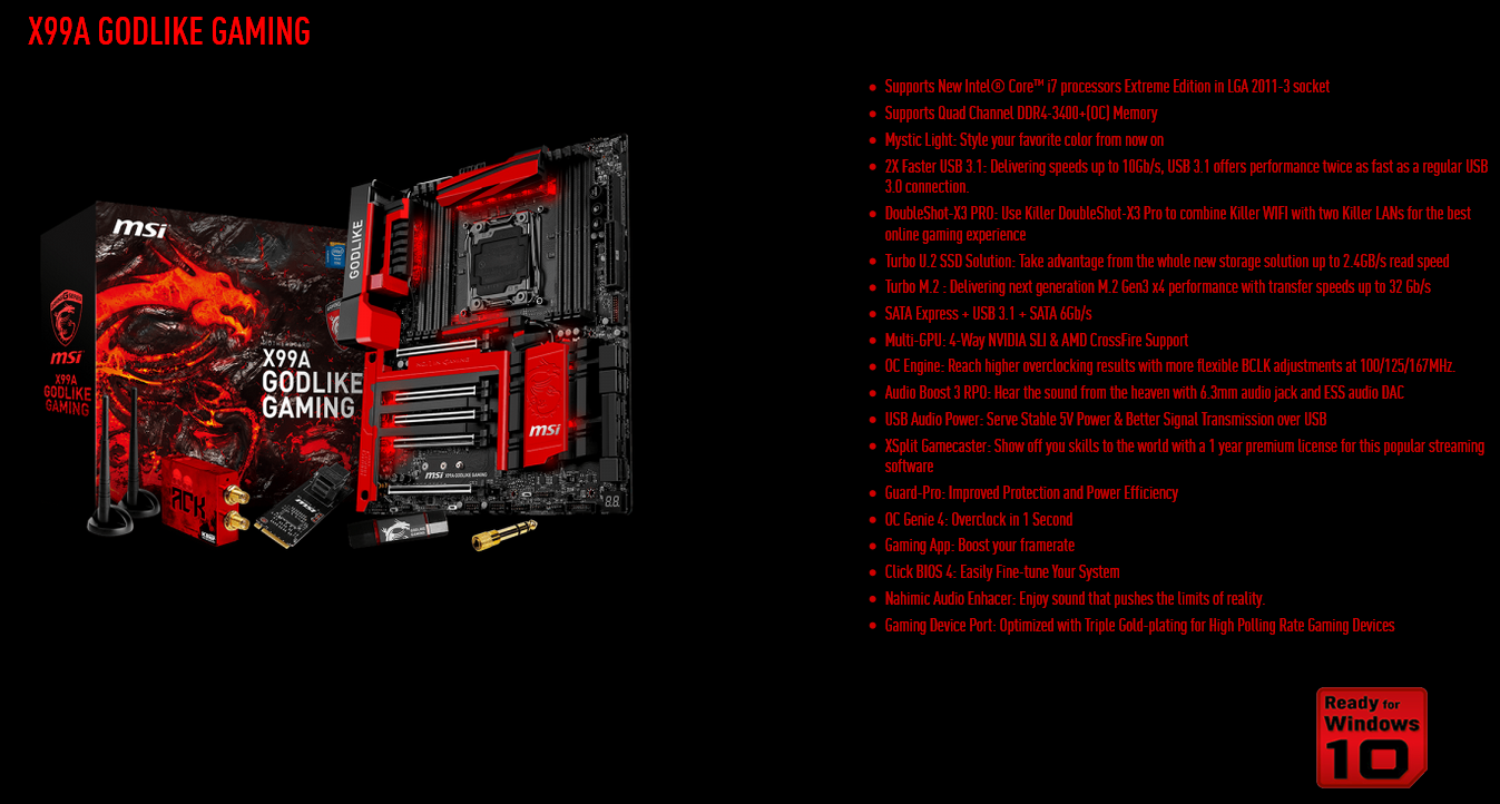spec1 spec1 MSI X99A GODLIKE GAMING ACK Motherboard Review