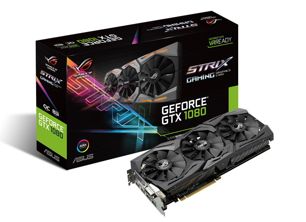 011 011 ASUS Republic of Gamersประกาศเปิดตัวกราฟิกการ์ด Strix GeForceGTX 1080 กราฟิกการ์ดรุ่นใหม่ล่าสุดที่พร้อมรองรับอุปกรณ์VR เพิ่มประสิทธิภาพให้คุณเหนือกว่าในทุกการแข่งขันและลูกเล่นไฟ Aura RGB Lighting