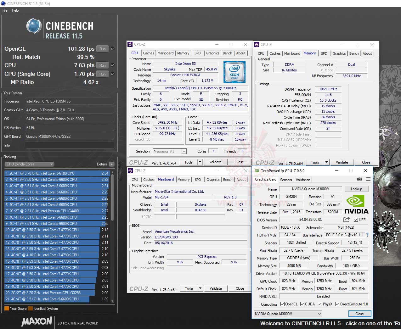 cine11 MSI WT72V 6QK WORKSTATION REVIEW