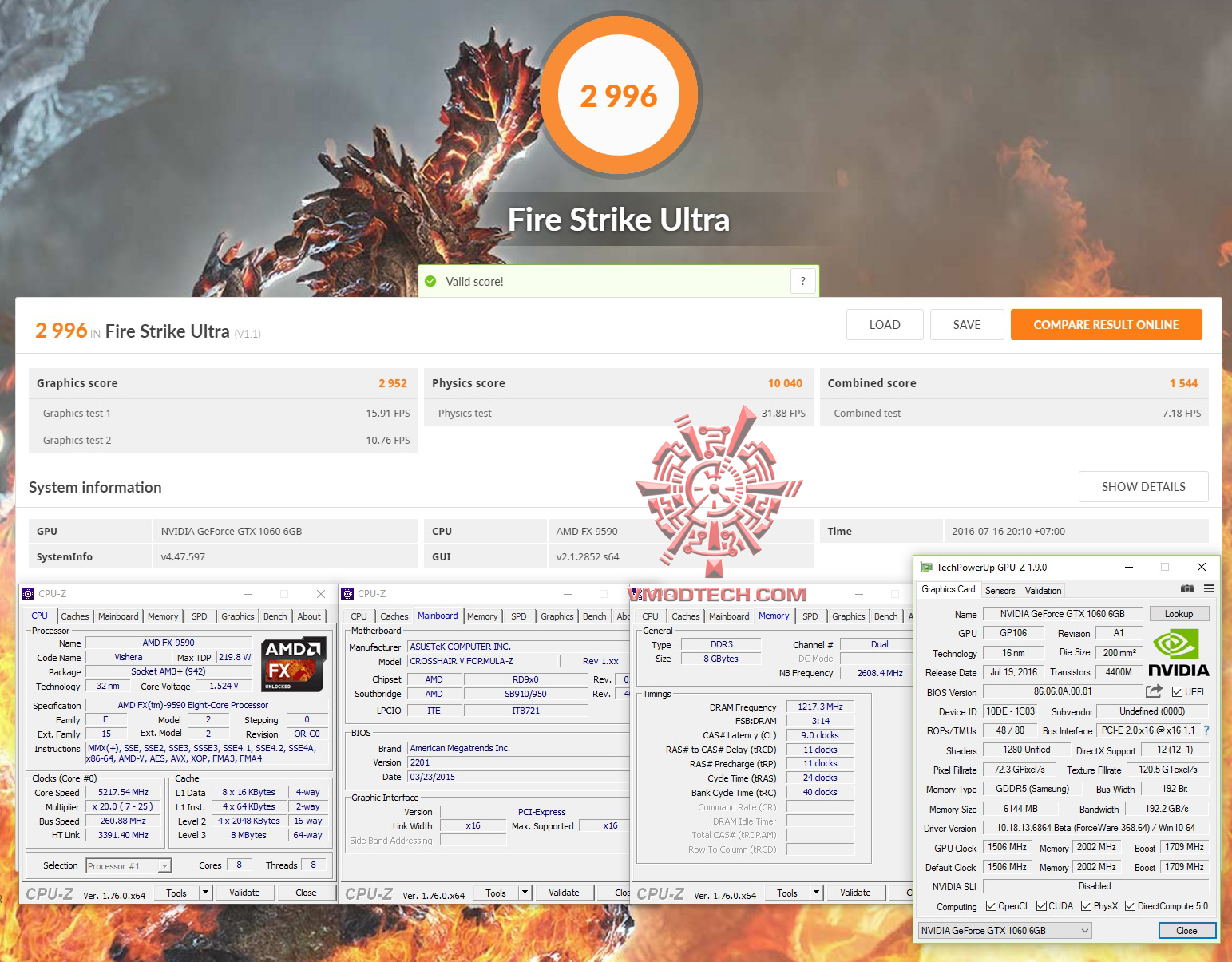 fire ul NVIDIA GeForce GTX 1060 Founder Edition On AMD FX 9590 Review 