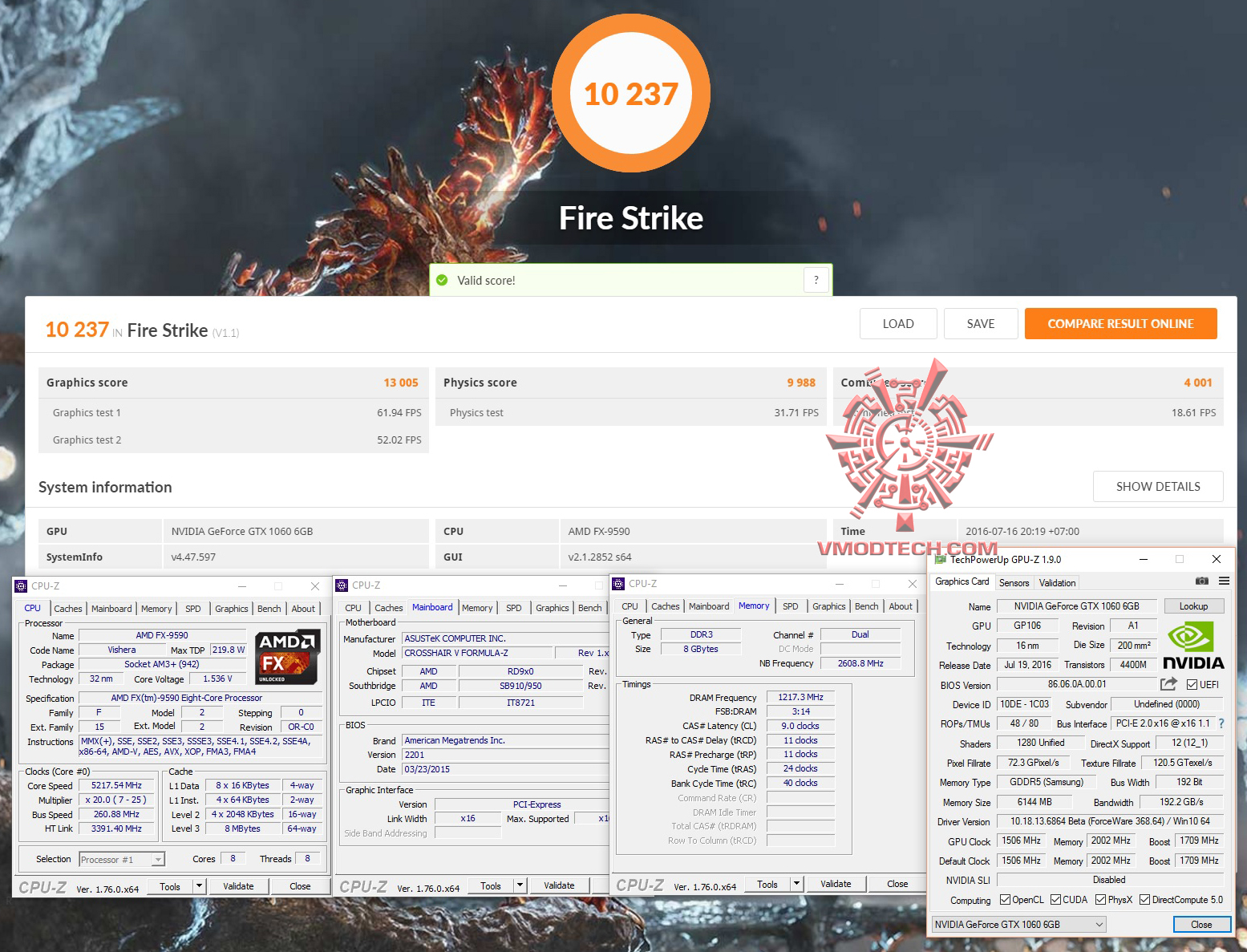 fire NVIDIA GeForce GTX 1060 Founder Edition On AMD FX 9590 Review 