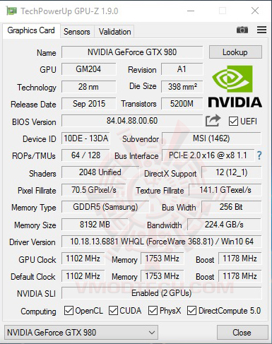 gpuz MSI Vortex G65 6QF SLI REVIEW