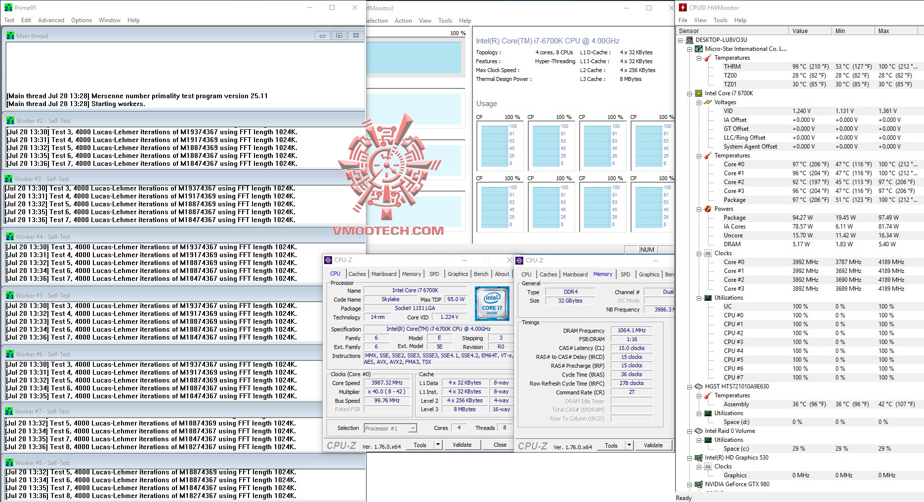 prime95 MSI Vortex G65 6QF SLI REVIEW