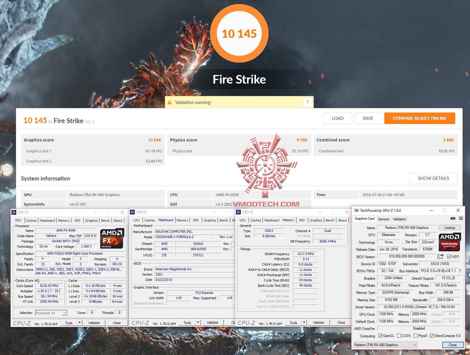 fire ASUS ROG STRIX RX480 8G GAMING REVIEW