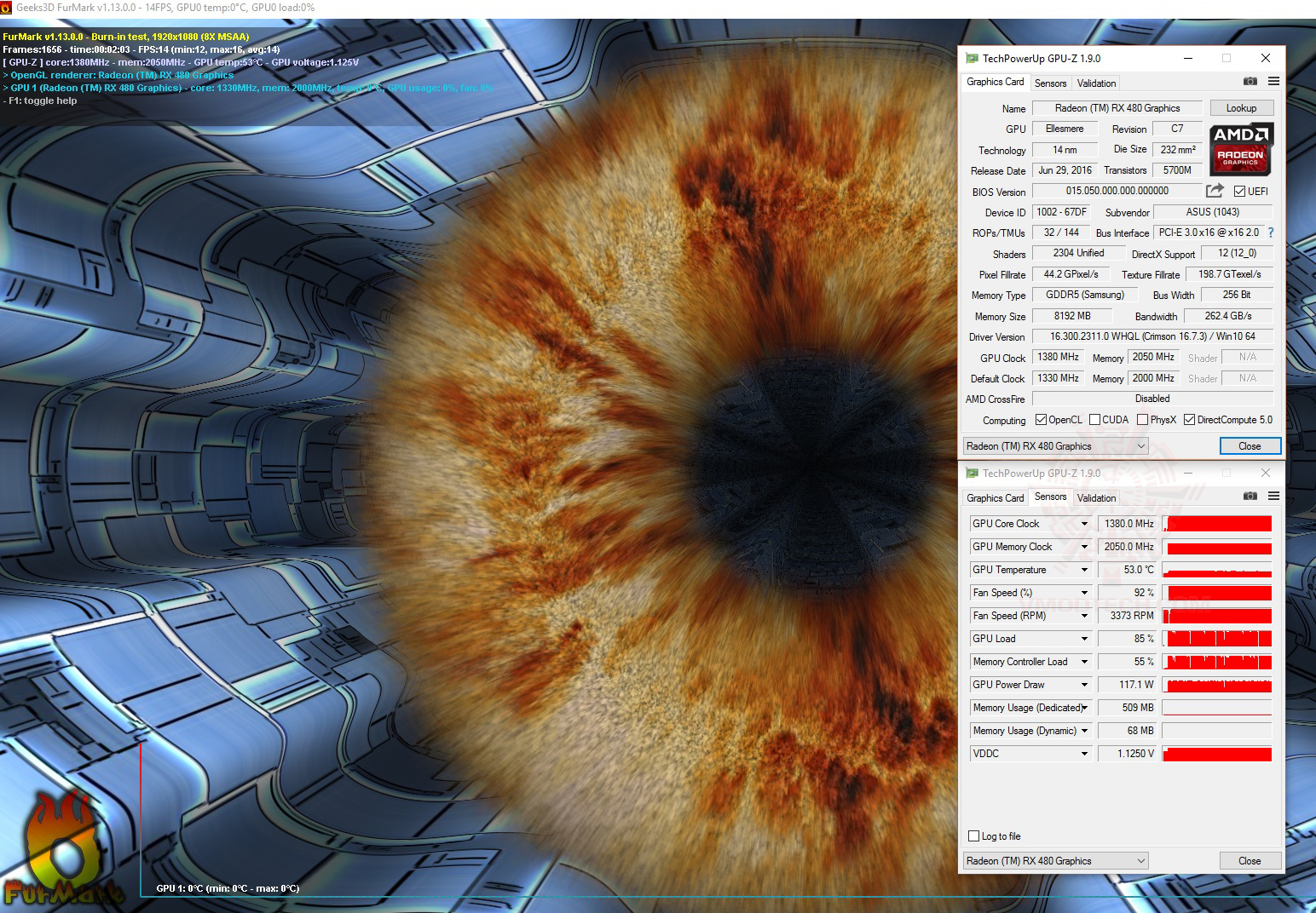 furkmark oc1 ASUS ROG STRIX RX480 8G GAMING REVIEW