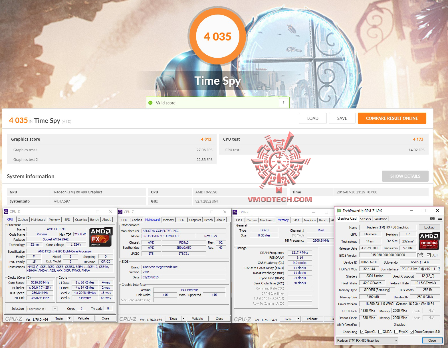 spy ASUS ROG STRIX RX480 8G GAMING REVIEW