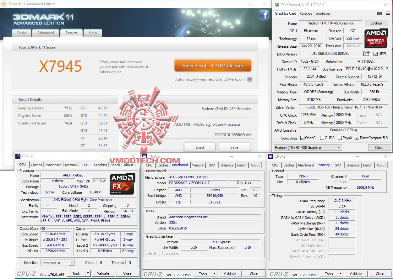 11x 11x AMD RADEON RX480 CROSSFIRE 2WAYS ON AMD FX 9590 REVIEW