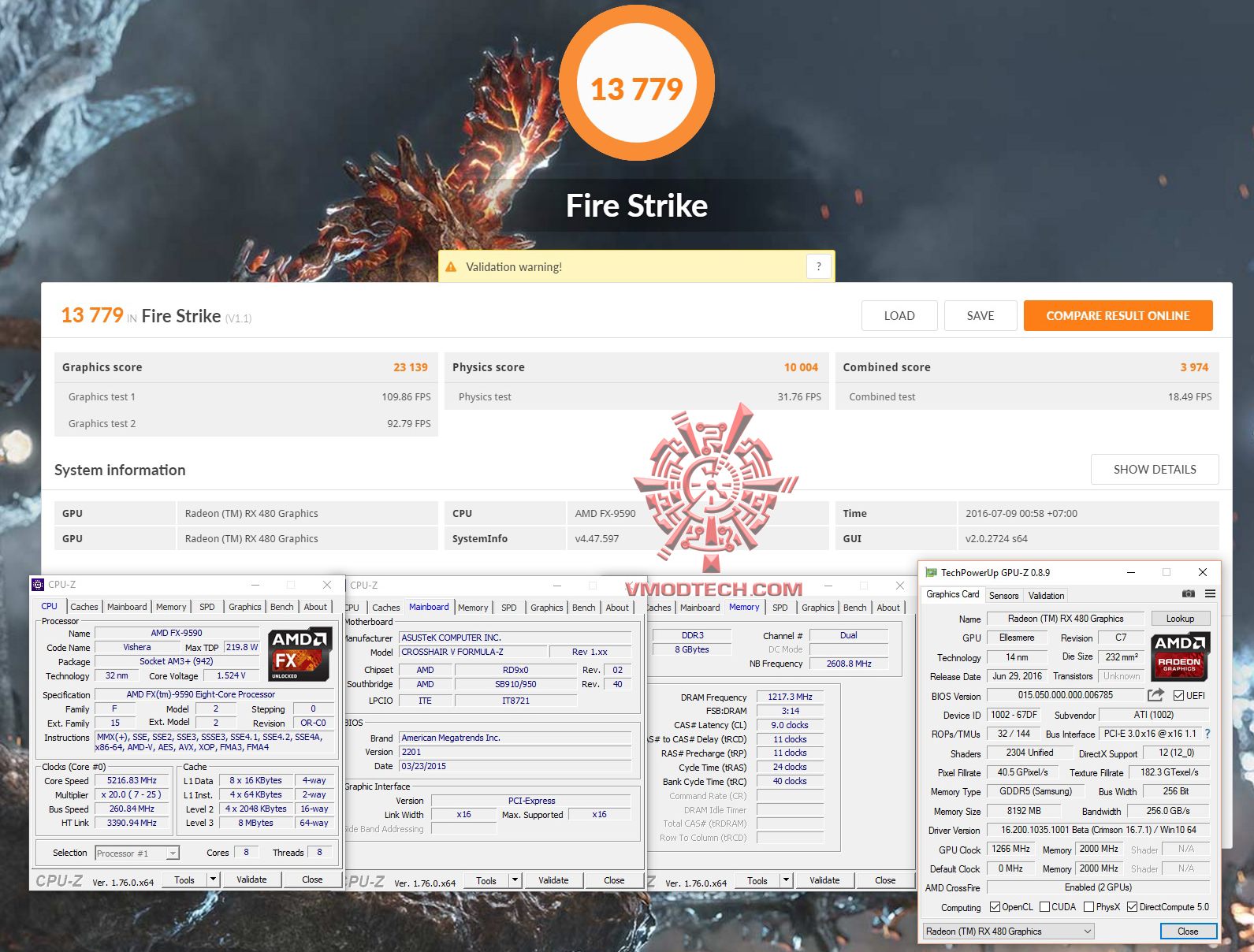 fire fire AMD RADEON RX480 CROSSFIRE 2WAYS ON AMD FX 9590 REVIEW