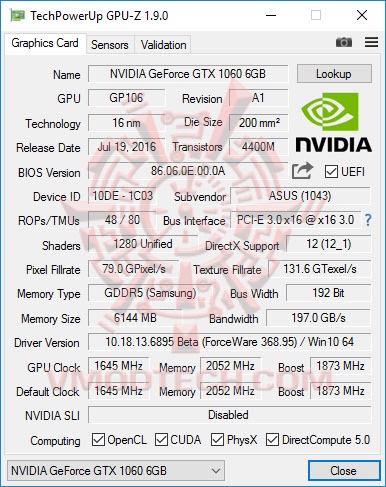 gpude gpude ASUS GeForce GTX 1060 STRIX GAMING Review