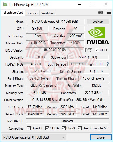 gpuoc gpuoc ASUS GeForce GTX 1060 STRIX GAMING Review