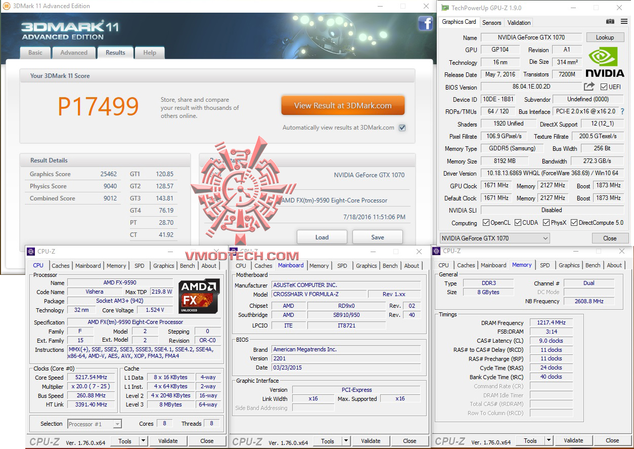 11 PALIT GeForce GTX 1070 GameRock Premium Edition On AMD FX 9590 Review