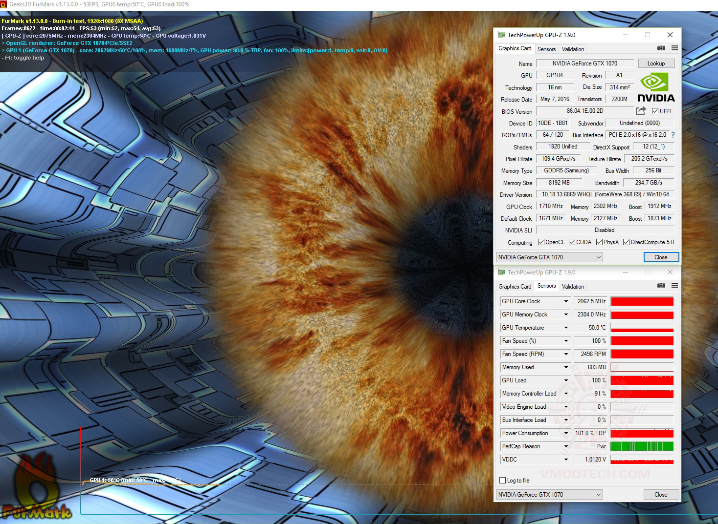 furmark-oc furmark oc PALIT GeForce GTX 1070 GameRock Premium Edition On AMD FX 9590 Review