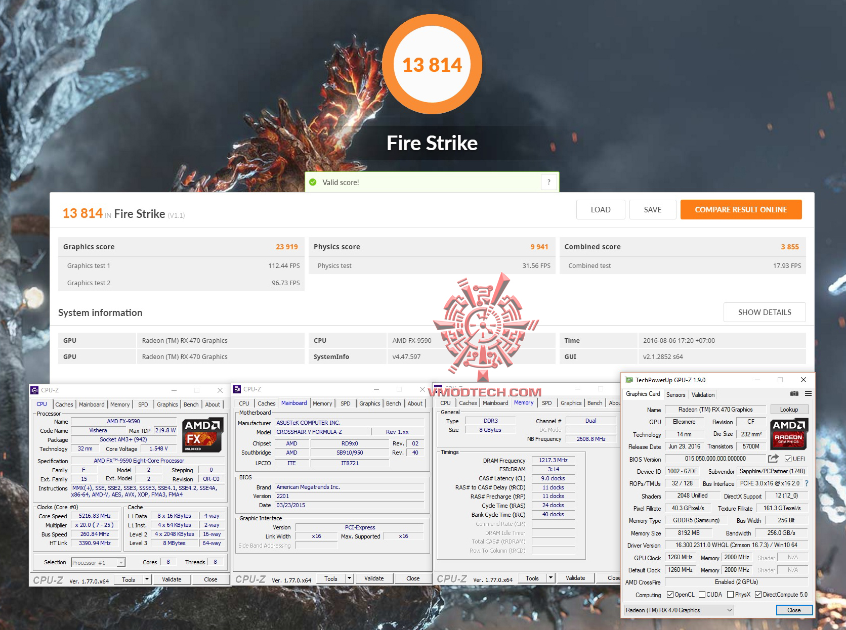 fire AMD RADEON RX470 CROSSFIRE 2WAYS ON AMD FX 9590 REVIEW