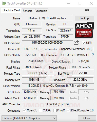 gpu z AMD RADEON RX470 CROSSFIRE 2WAYS ON AMD FX 9590 REVIEW