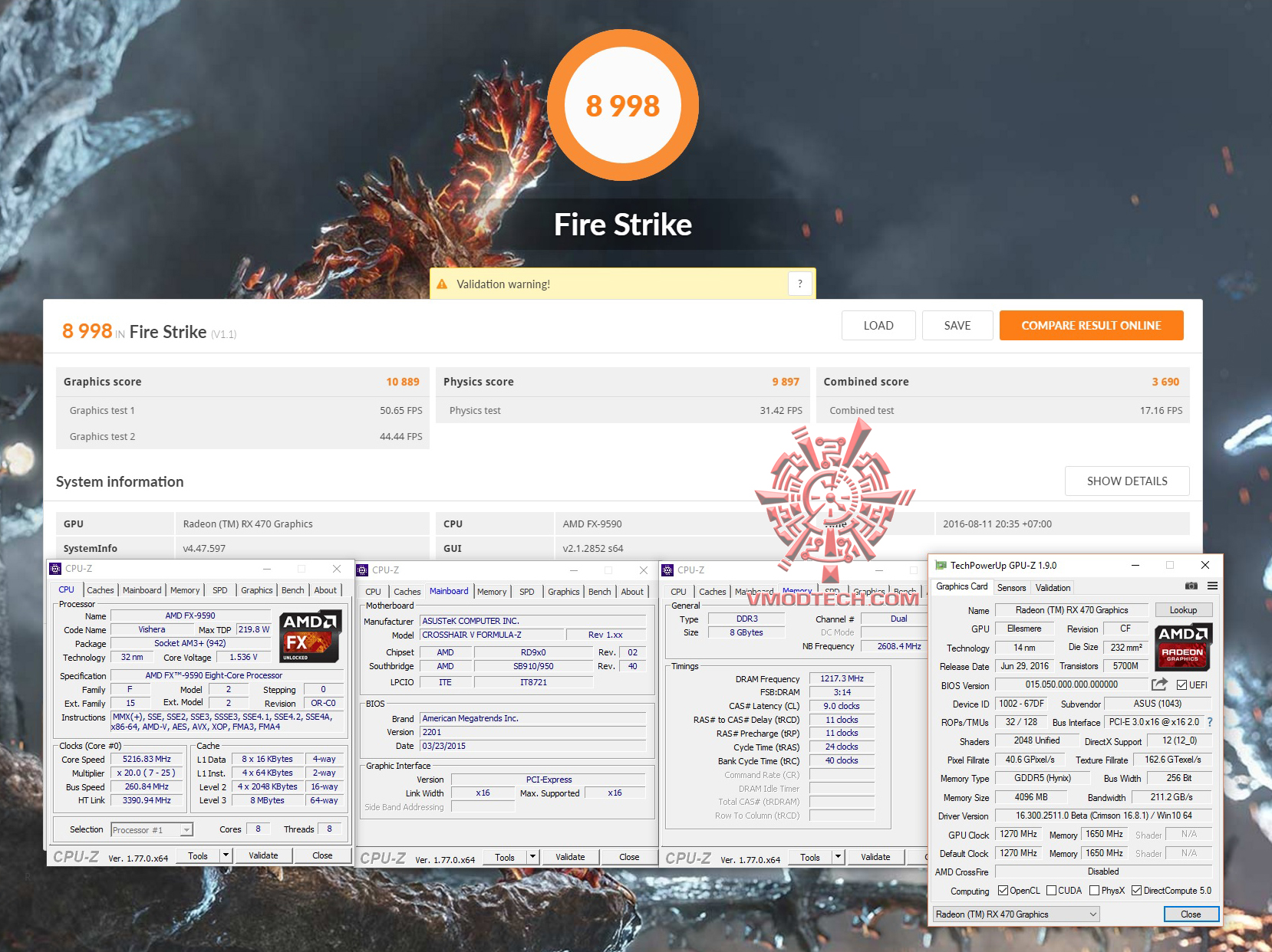 fire ASUS ROG STRIX RX470 4G GAMING REVIEW