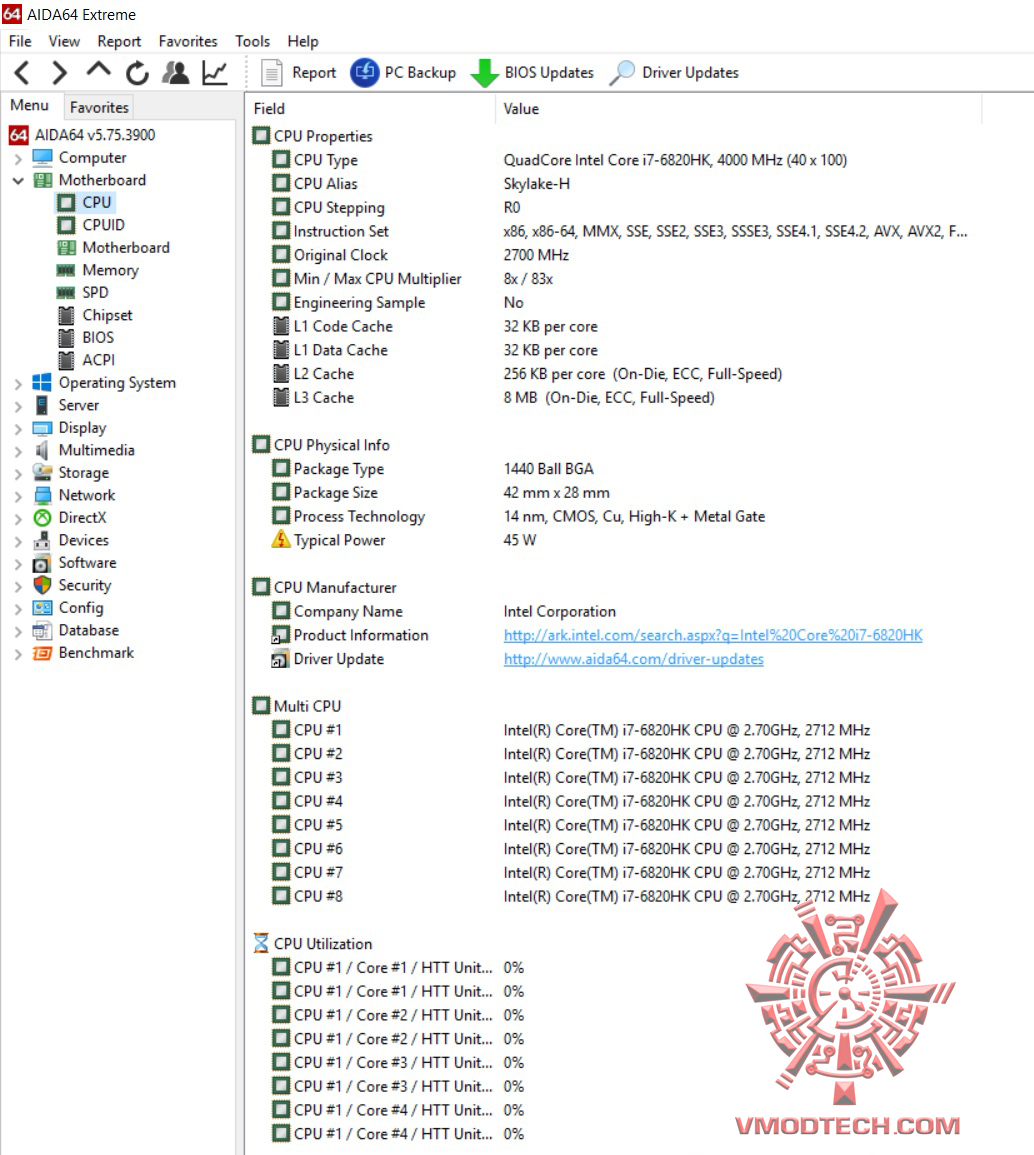 aida cpu MSI GT73VR 6RF Titan Pro Review