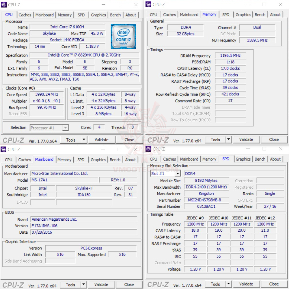 cpuid1 MSI GT73VR 6RF Titan Pro Review