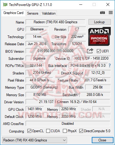 gpuoc gpuoc GIGABYTE Radeon RX 480 G1 Gaming Review