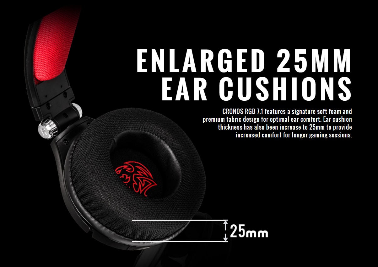 earcup Thermaltake เปิดตัว Tt eSPORTS CRONOS 7.1 RGB หูฟังเกมส์มิ่งตัวใหม่ล่าสุด