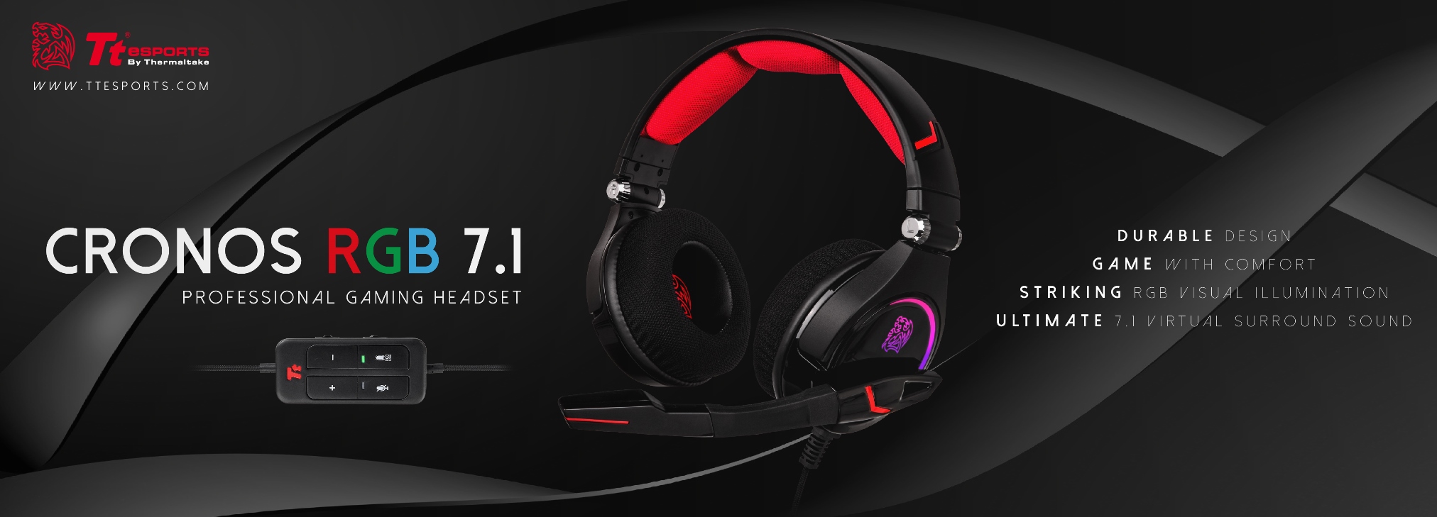 tt esports cronos rgb 7 1 gaming headset banner Thermaltake เปิดตัว Tt eSPORTS CRONOS 7.1 RGB หูฟังเกมส์มิ่งตัวใหม่ล่าสุด