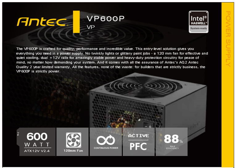 s Antec   VP600P Strictly Power 600W Review