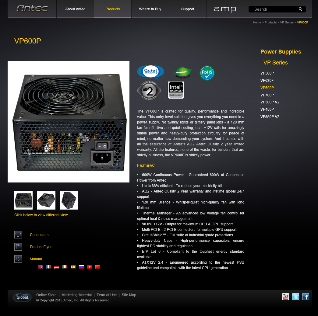 spec Antec   VP600P Strictly Power 600W Review