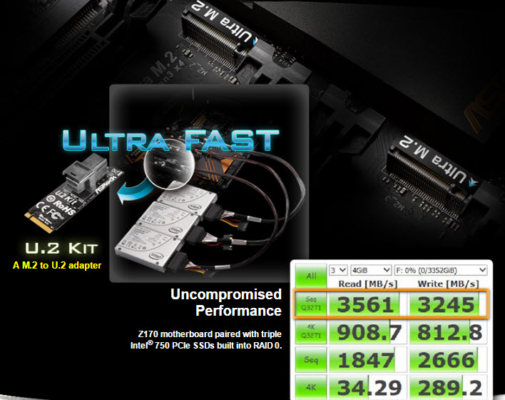 ultra-m2 ultra m2 ASRock Z170 Extreme7+ เมนบอร์ดเพื่อนักออกแบบและผู้ใช้ซอฟต์แวร์ระดับมืออาชีพ