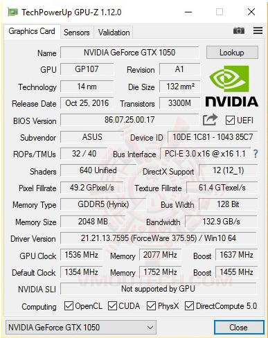 gpuz maxx ASUS EXPEDITION GeForce GTX 1050 eSports Gaming Graphics Card 2GB GDDR5 Review