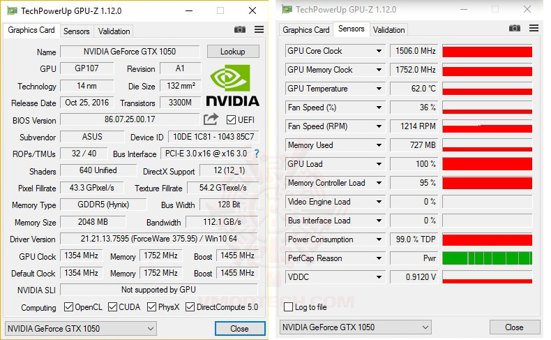gpuz ASUS EXPEDITION GeForce GTX 1050 eSports Gaming Graphics Card 2GB GDDR5 Review