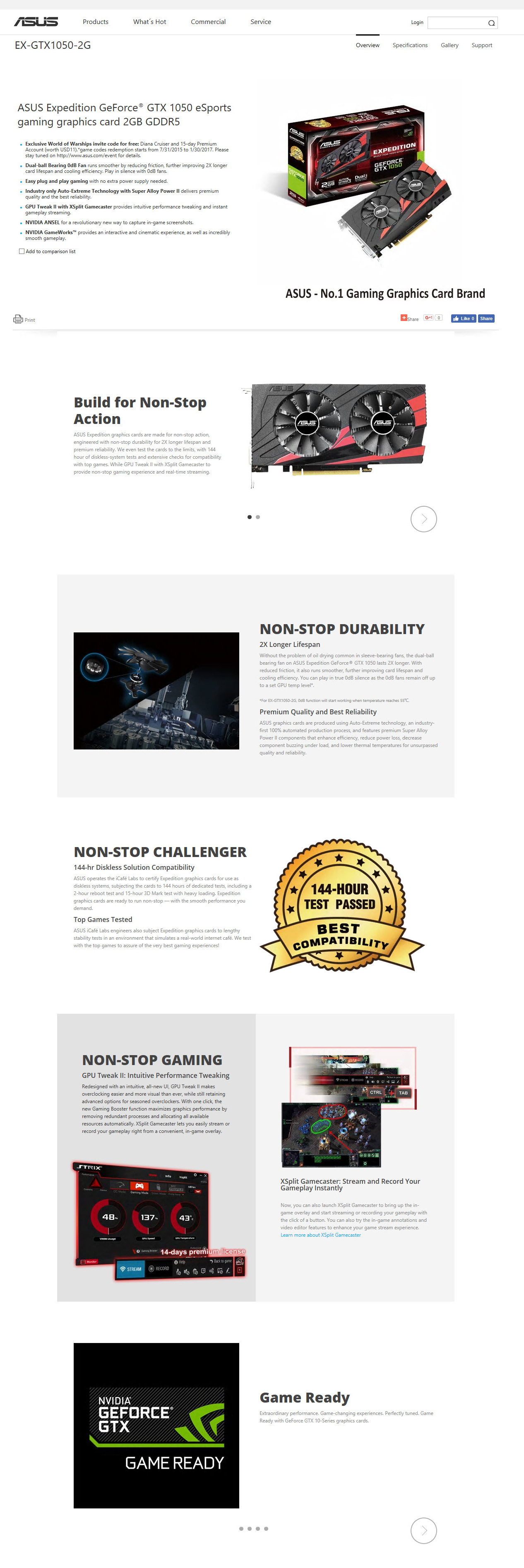 spec ASUS EXPEDITION GeForce GTX 1050 eSports Gaming Graphics Card 2GB GDDR5 Review