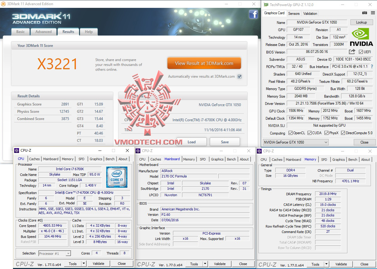 11x1 ASUS GeForce GTX 1050 2GB Dual fan Edition Review