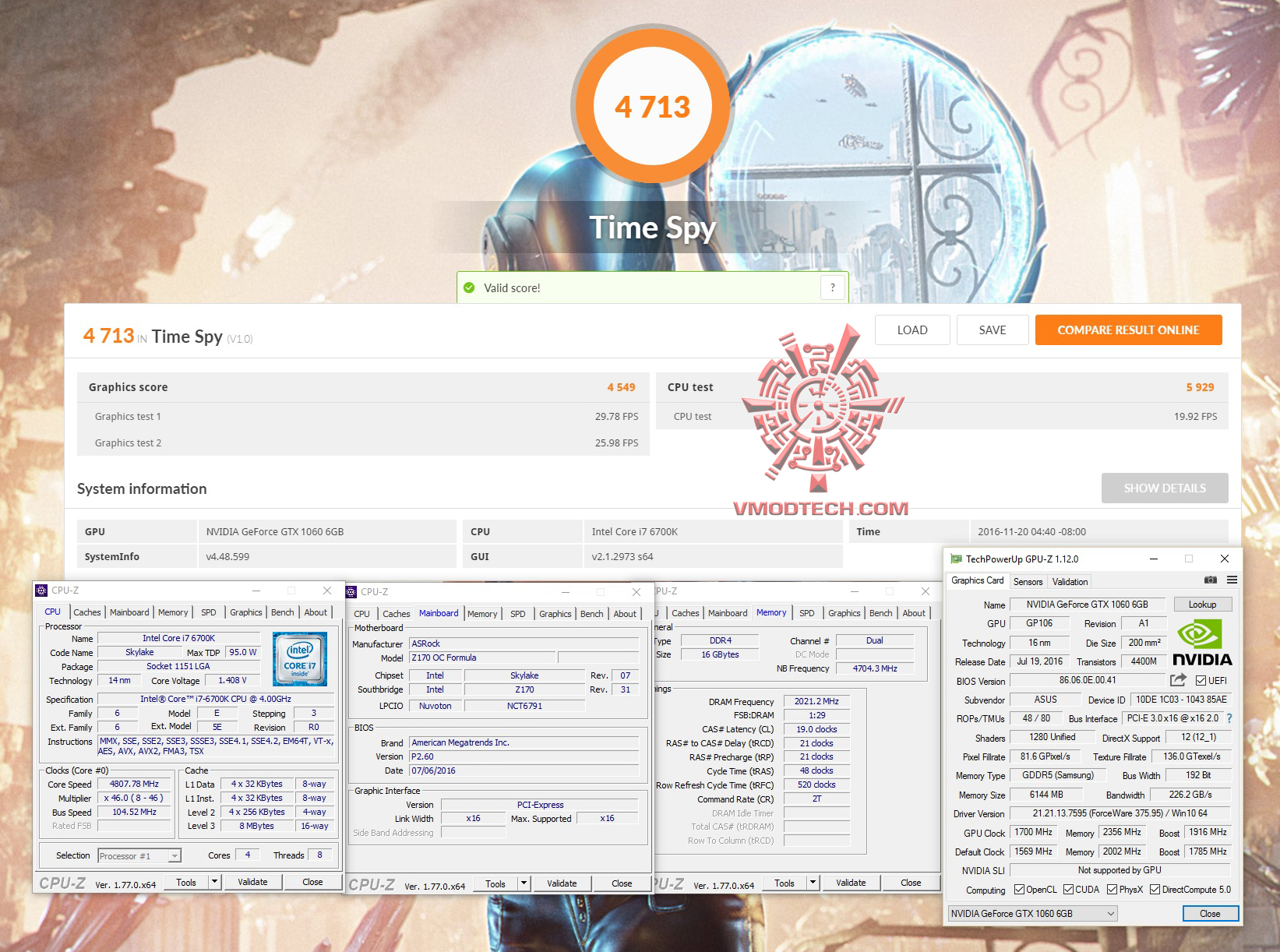 time spy oc ASUS DUAL GTX1060 6G REVIEW