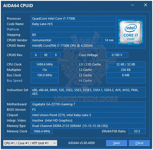 aida-cpu aida cpu Intel Core i7 7700K & GIGABYTE AORUS GA Z270X GAMING 7 Review
