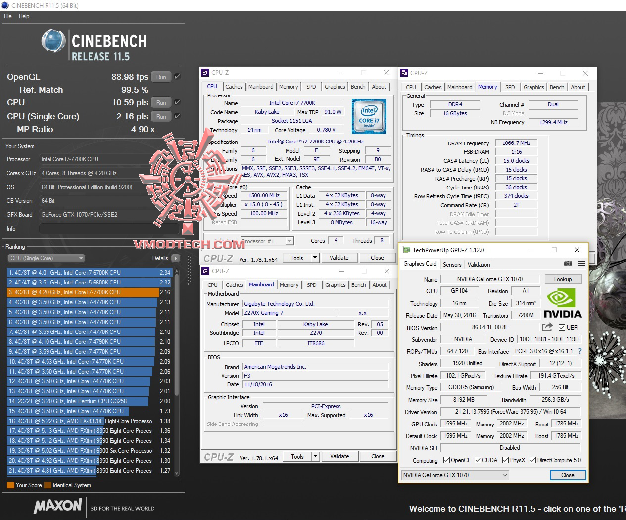 cine11 cine11 Intel Core i7 7700K & GIGABYTE AORUS GA Z270X GAMING 7 Review