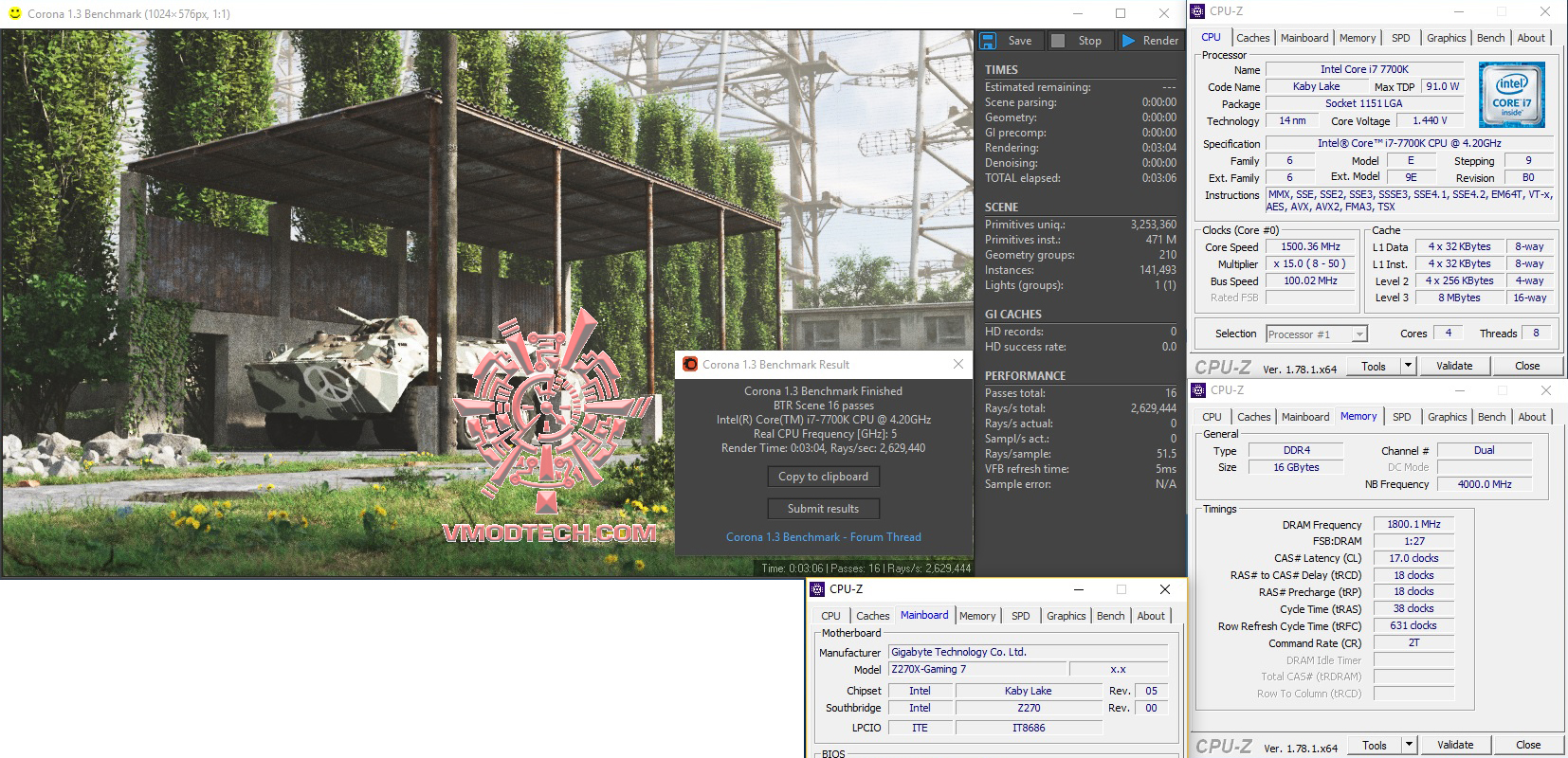 corona-oc corona oc Intel Core i7 7700K & GIGABYTE AORUS GA Z270X GAMING 7 Review