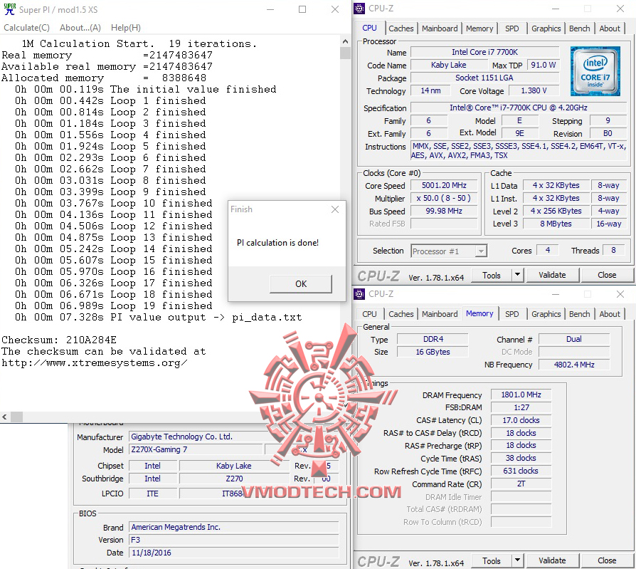 superpi-1mb-oc superpi 1mb oc Intel Core i7 7700K & GIGABYTE AORUS GA Z270X GAMING 7 Review