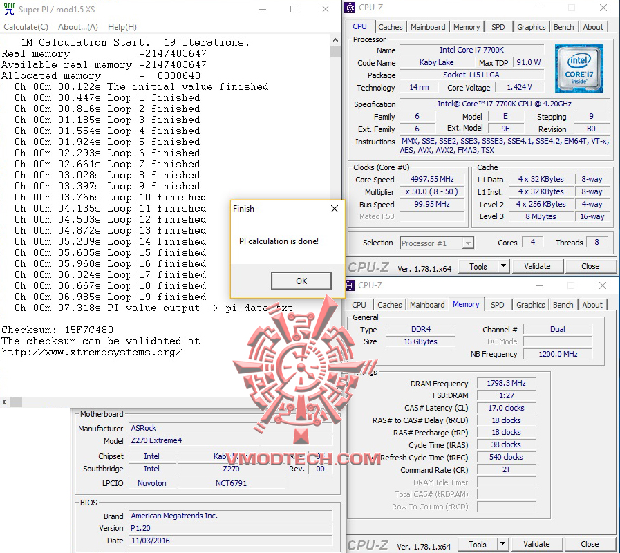 superpi 1mb ASRock Z270 Extreme4 Review 