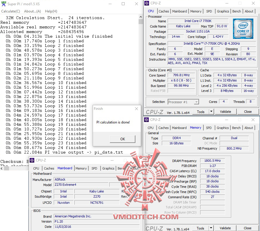 superpi32 ASRock Z270 Extreme4 Review 