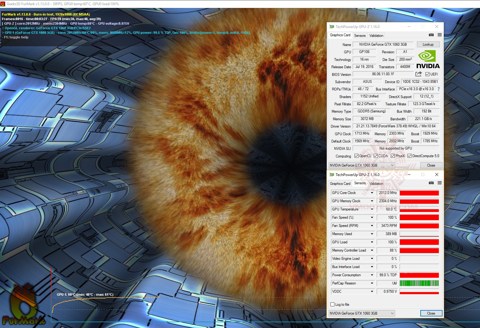 furmark-oc furmark oc ASUS DUAL GTX1060 3G REVIEW