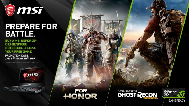 header resize 720x405 ซื้อ MSI Gaming Notebook ที่มาพร้อมกับกราฟิกการ์ด GeForce® GTX 1070/1080 เลือกรับฟรี FOR HONOR หรือ GHOST RECON: WILDLANDS