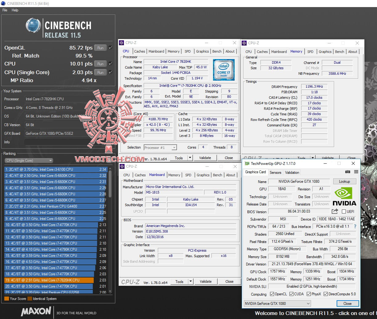 cine11 oc MSI GT83VR 7RF Titan SLI REVIEW