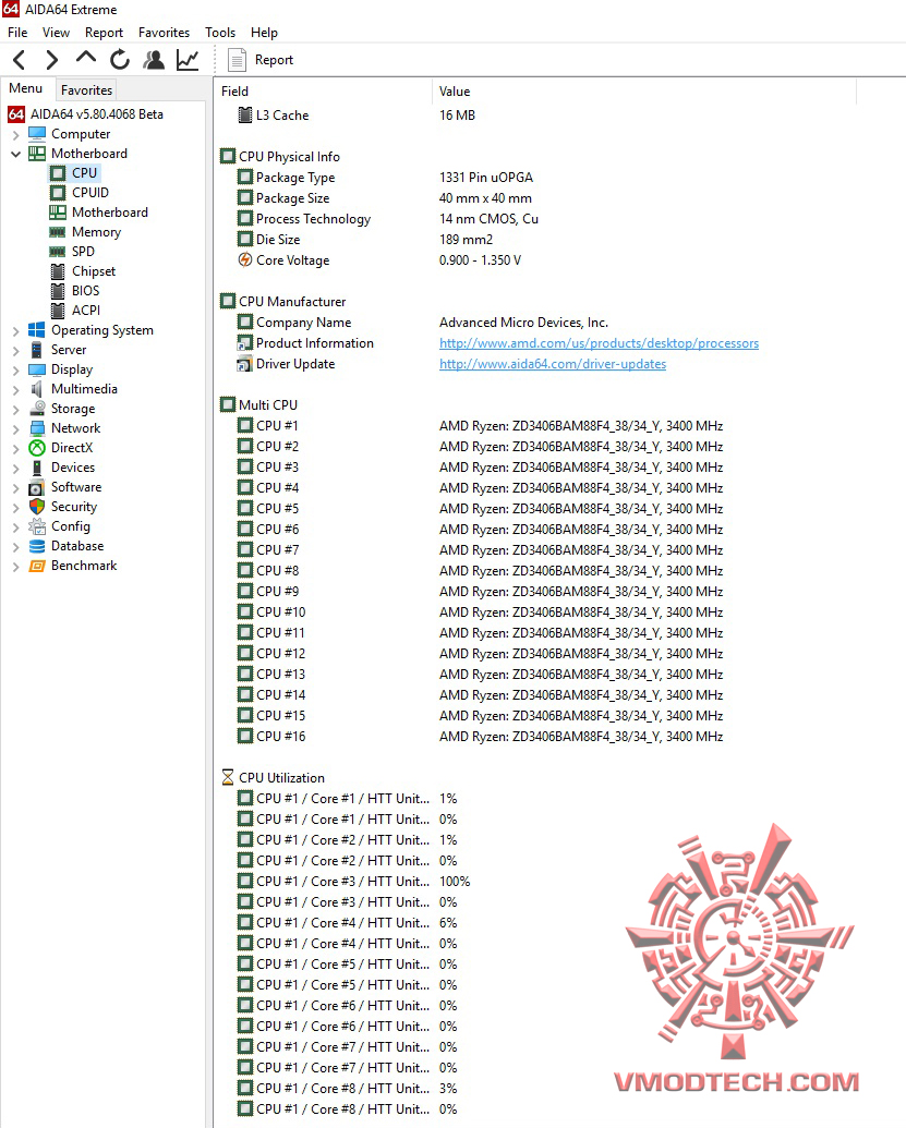 aida cpu AMD RYZEN 7 1700X REVIEW 