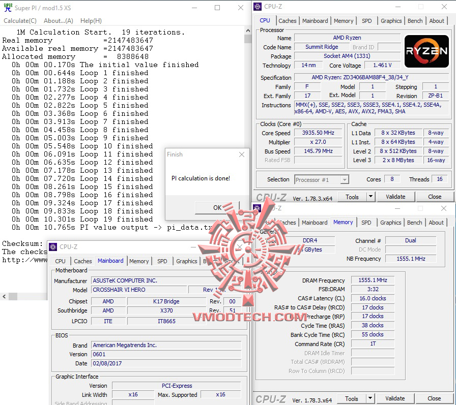 superpi 1mb ASUS ROG CROSSHAIR VI HERO REVIEW