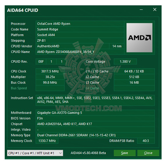 aida64 GIGABYTE GA AX370 GAMING 5 REVIEW