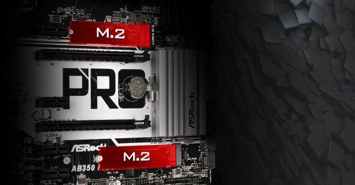 dualm2 ssd ab350 pro41 720x375 ASRock AB350 Pro4 เมนบอร์ด AMD Ryzen ฟีเจอร์ครบสุดคุ้ม สำหรับเกมเมอร์