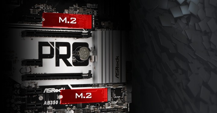 dualm2-ssd-ab350-pro41 dualm2 ssd ab350 pro41 720x375 ASRock AB350 Pro4 เมนบอร์ด AMD Ryzen ฟีเจอร์ครบสุดคุ้ม สำหรับเกมเมอร์