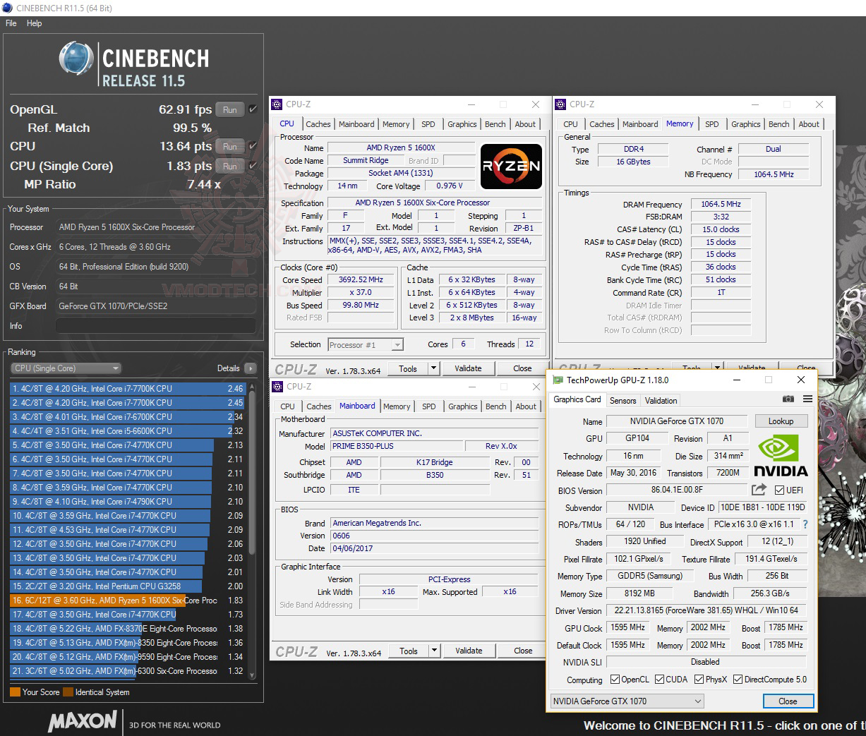 c11 AMD RYZEN 5 1600X Review