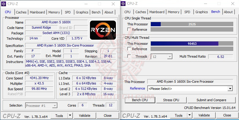 43 b AMD RYZEN 5 1600X Review