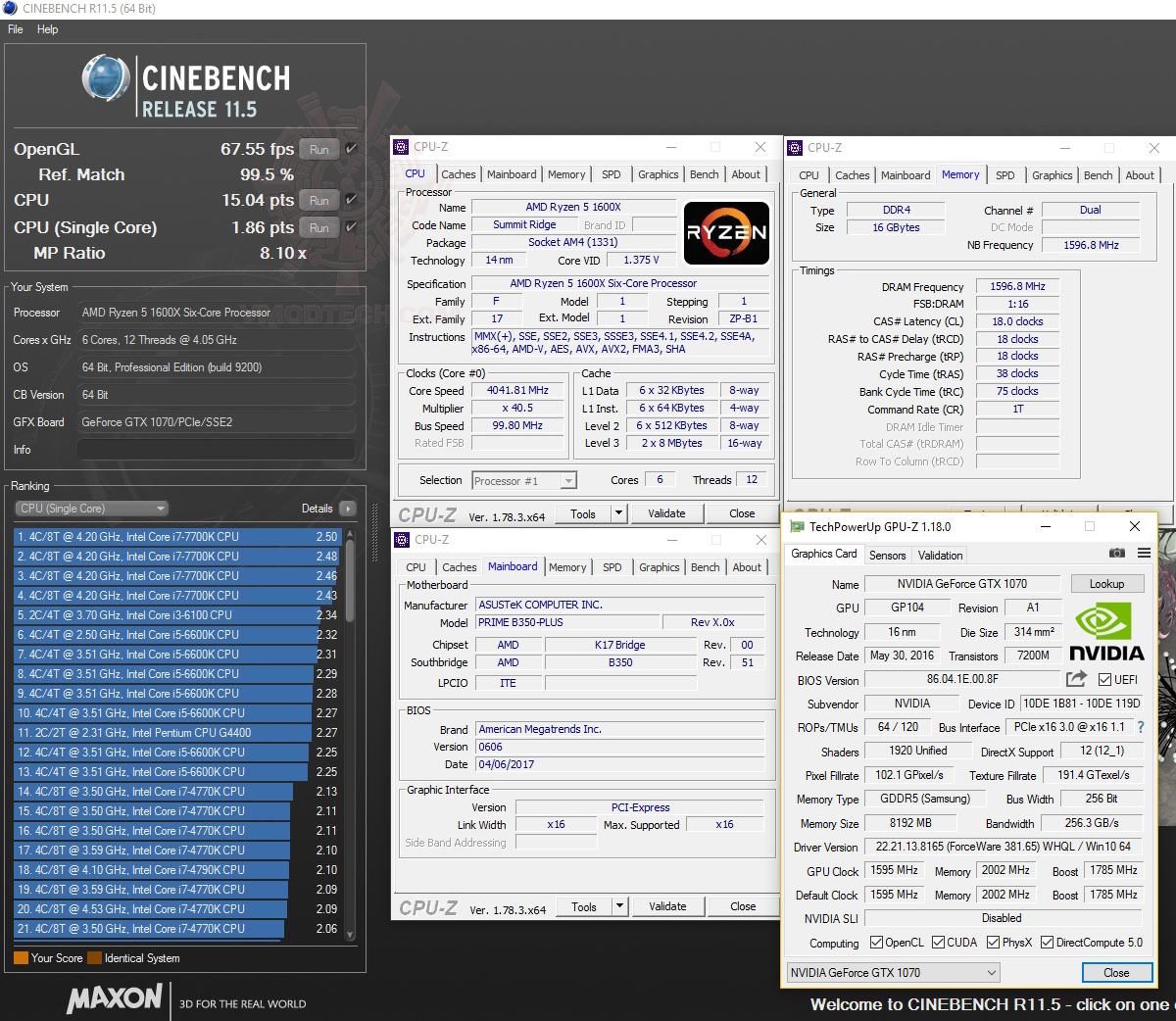 c11 oc AMD RYZEN 5 1600X Review